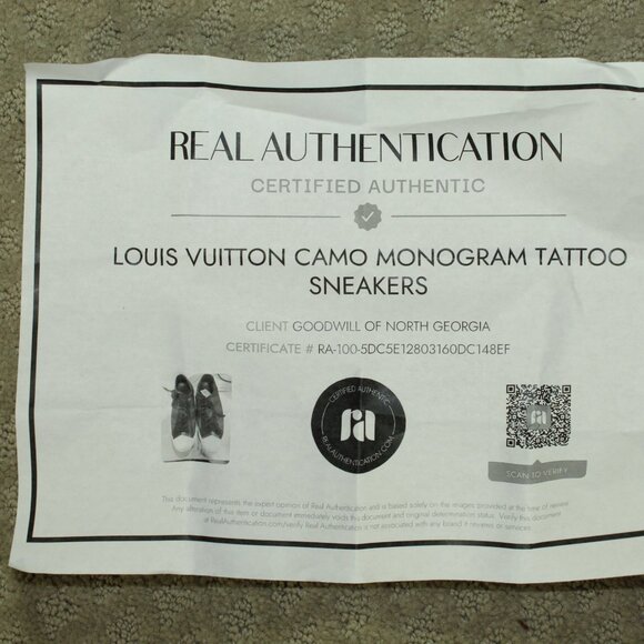 Louis Vuitton Camo Tattoo Cloth Suede Low Top Trainers Sneakers Men's 9.5 /Wm 11 - Picture 7 of 9